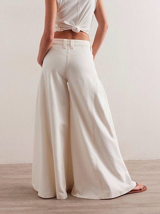Free People Denim - NWT  Pandora Free People Cream Wide Leg Flare sz 27 Regular